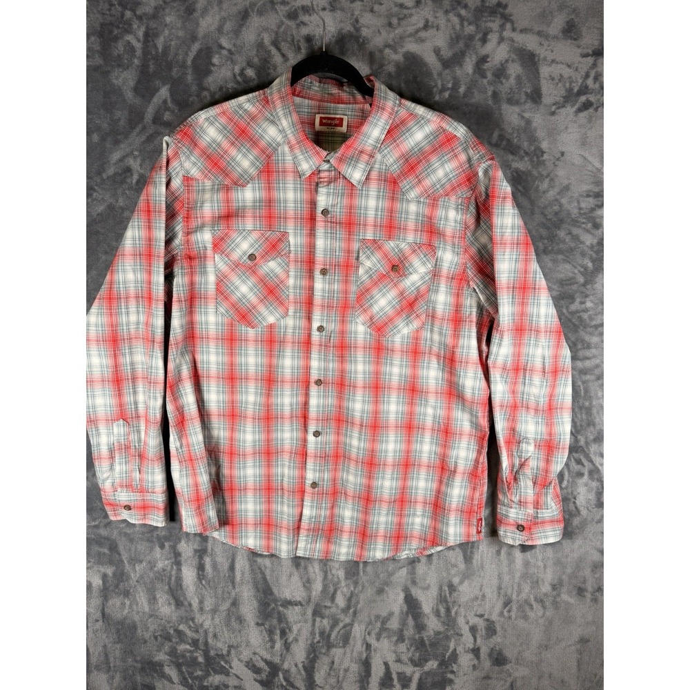 Wrangler Mens XL Plaid Western Shirt Long Sleeve Cowboy Ranch Work